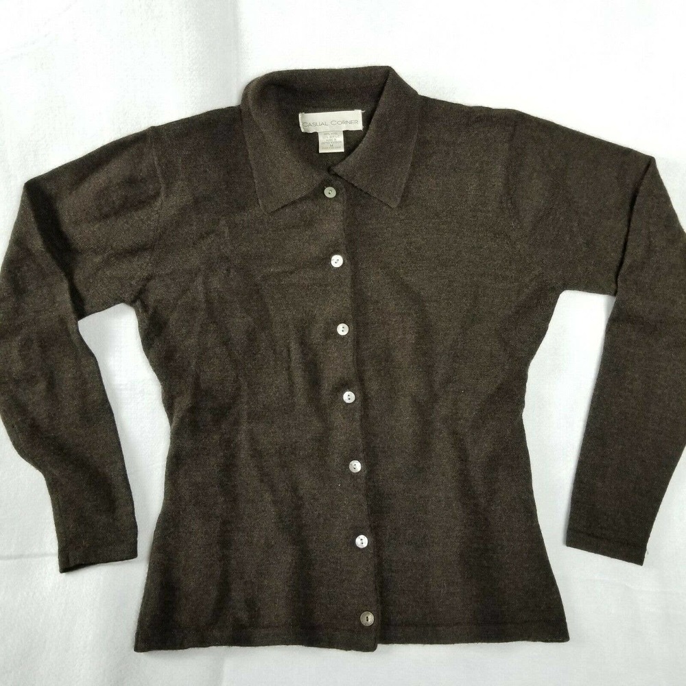 Casual Corner Sweater Size Medium Button Down Wool